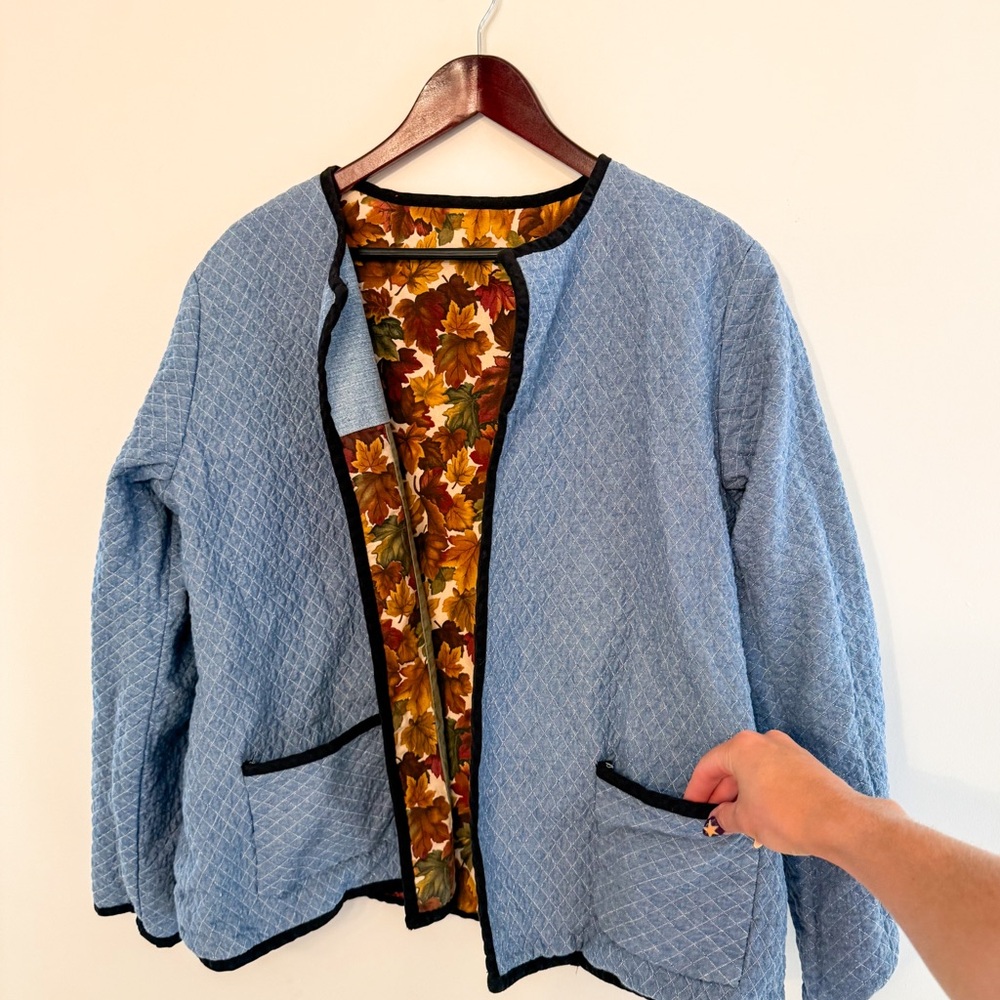 Reversible Patchwork Quilted Jacket Fall Colors +… - image 7